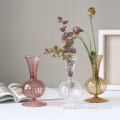 Ribbed Glass Flower Vases colored ribbed transparent hydroponics glass vase flower Supplier